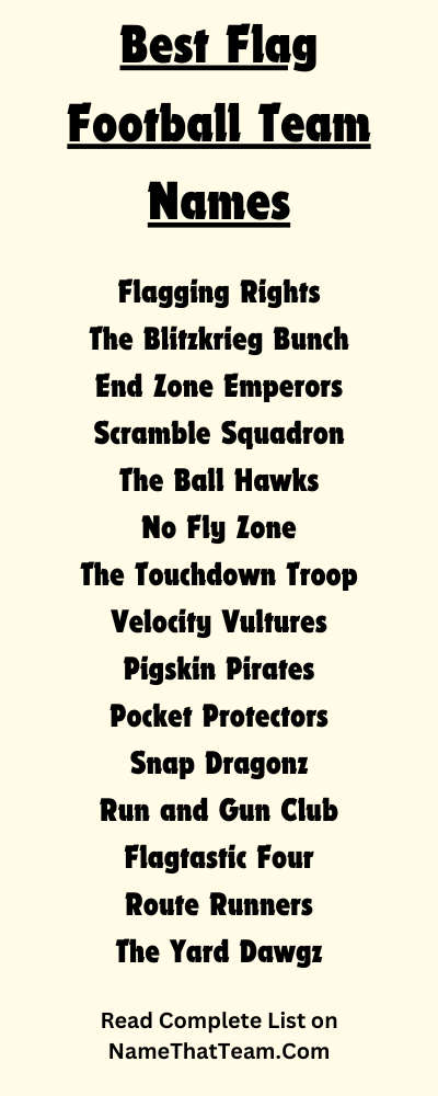 Best Flag Football Team Names