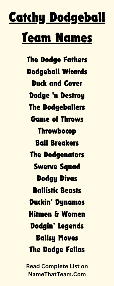 Catchy Dodgeball Team Names