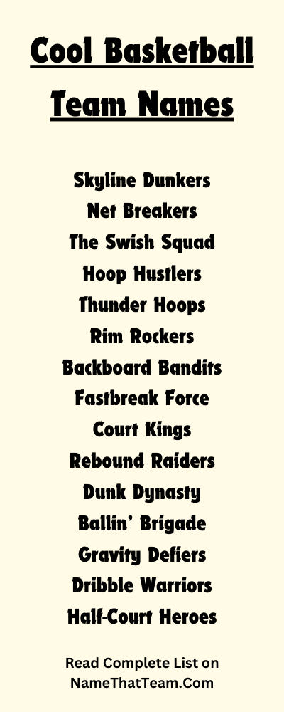 Cool Basketball Team Names