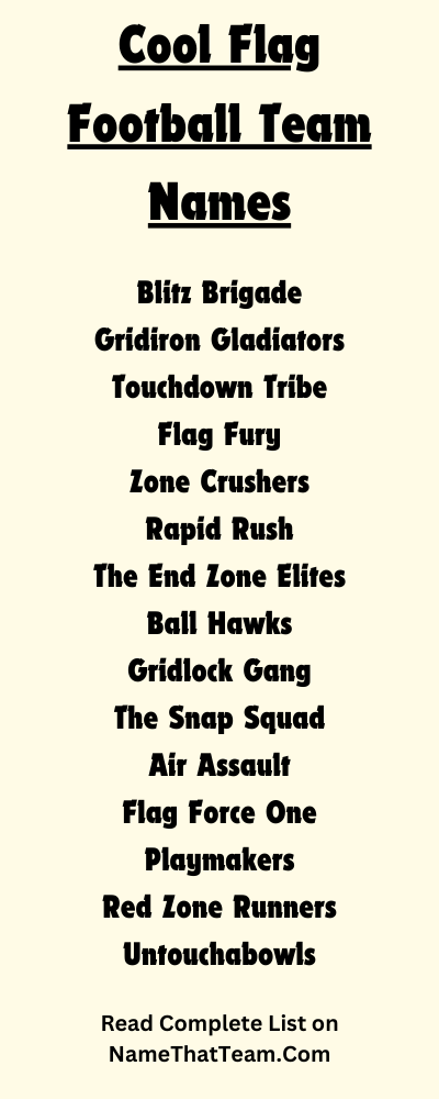 Cool Flag Football Team Names