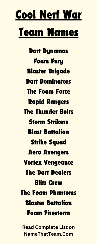 Cool Nerf War Team Names