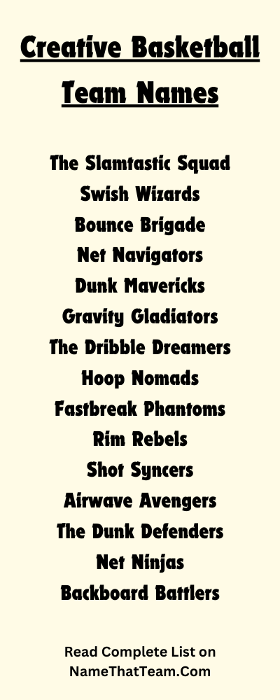 Creative Basketball Team Names