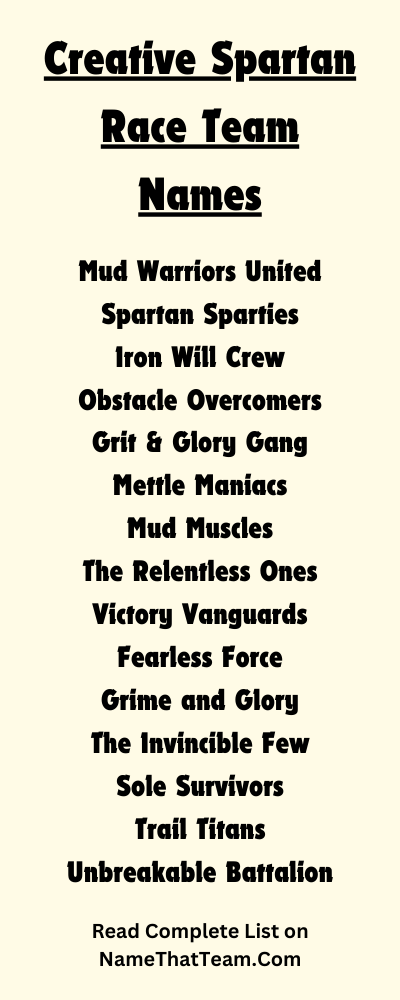 Creative Spartan Race Team Names