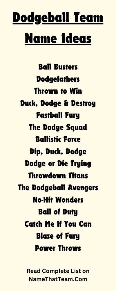 Dodgeball Team Name Ideas