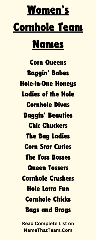 Women’s Cornhole Team Names