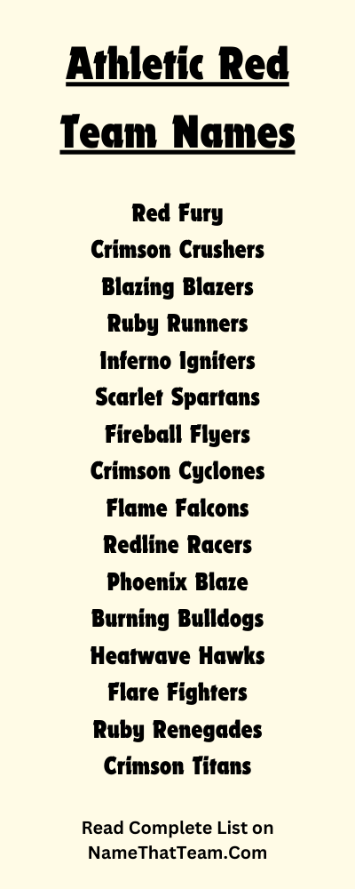 Athletic Red Team Names