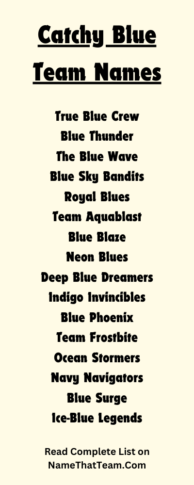 Catchy Blue Team Names