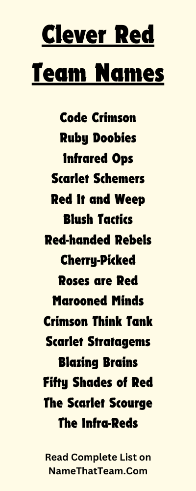 Clever Red Team Names