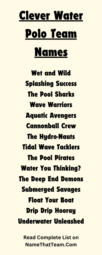 Clever Water Polo Team Names