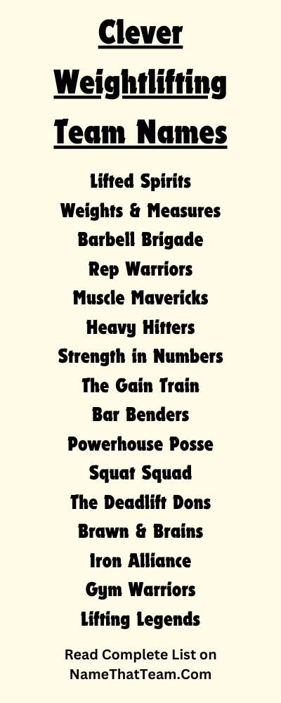 Clever Weightlifting Team Names