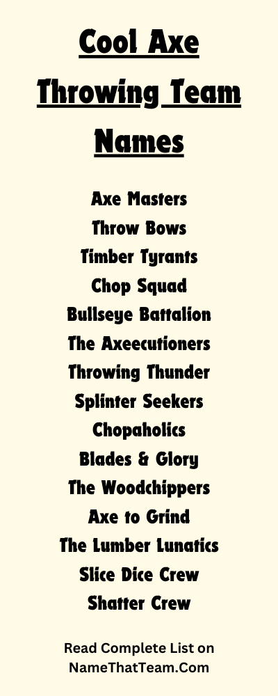 Cool Axe Throwing Team Names