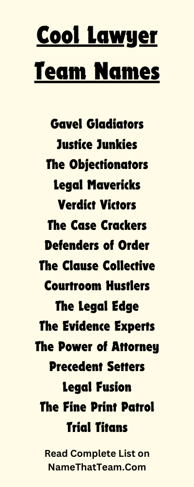 Cool Lawyer Team Names