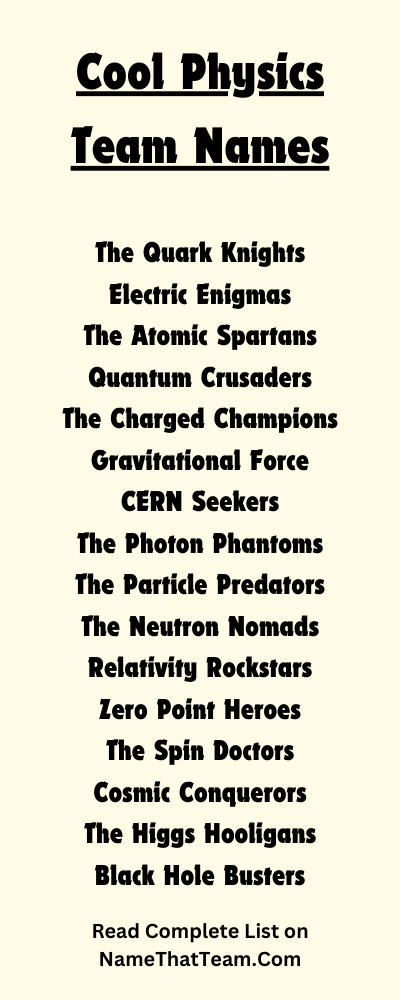 Cool Physics Team Names