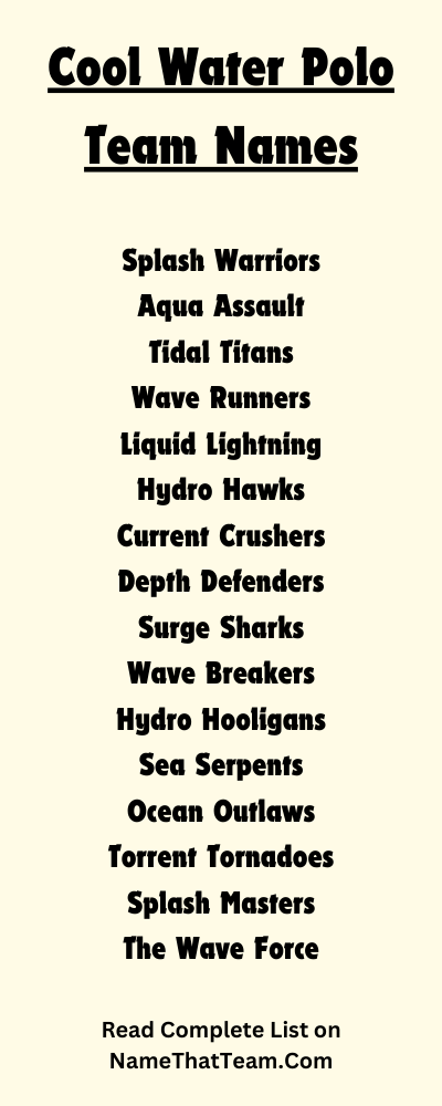 Cool Water Polo Team Names