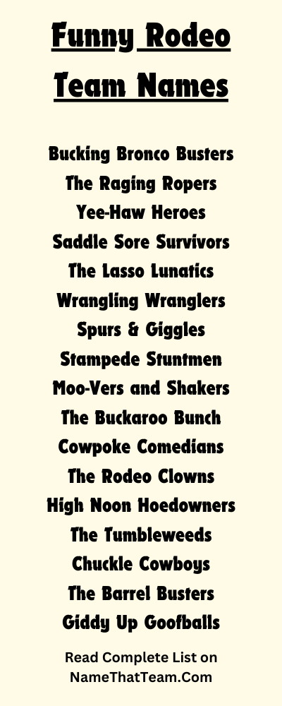 Funny Rodeo Team Names