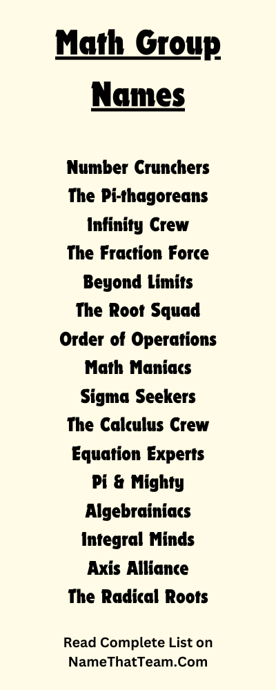 Math Group Names