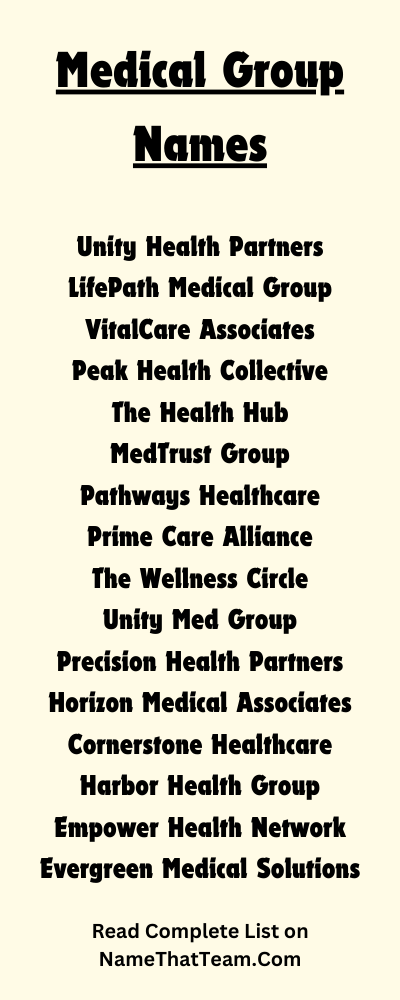 Medical Group Names