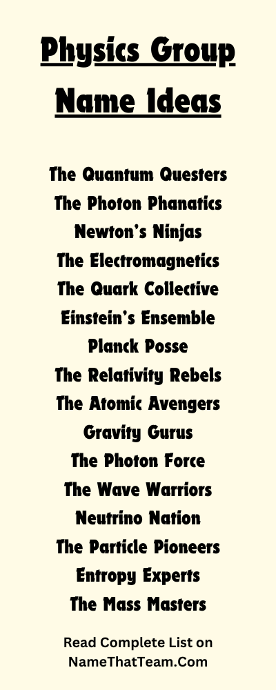 Physics Group Name Ideas