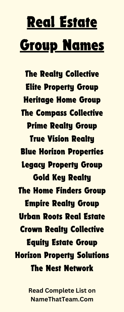 Real Estate Group Names