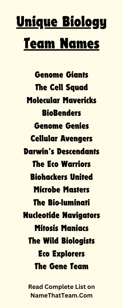 Unique Biology Team Names