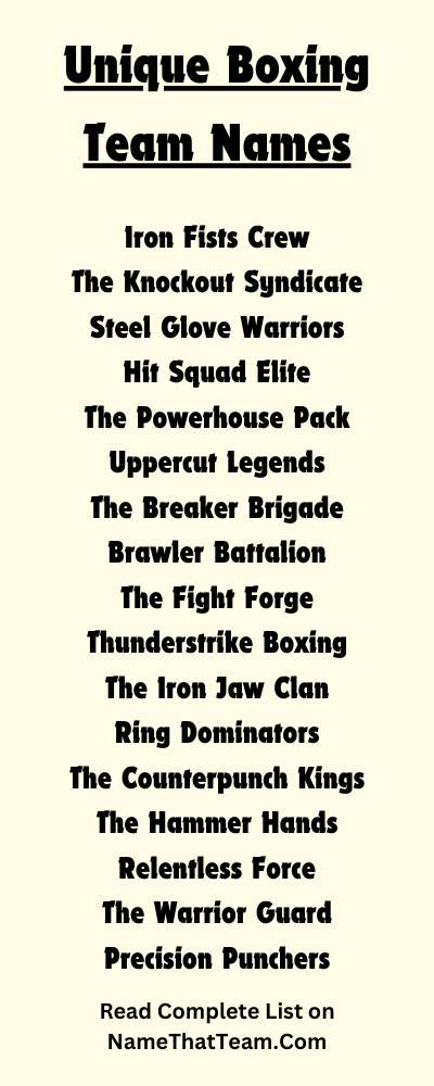 Unique Boxing Team Names