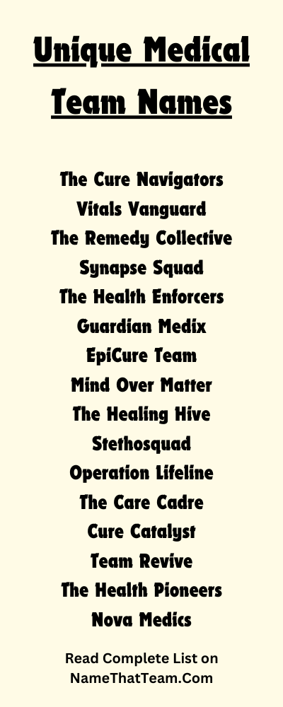 Unique Medical Team Names