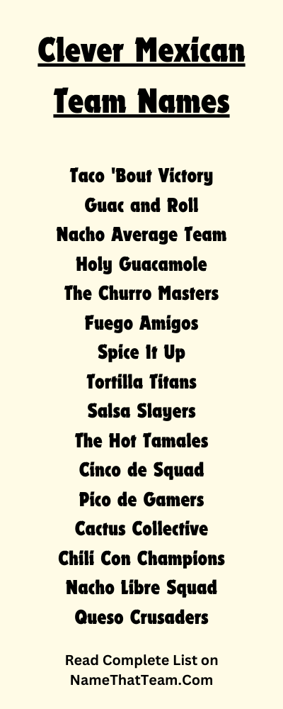 Clever Mexican Team Names