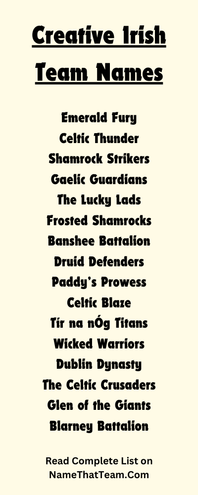 Creative Irish Team Names