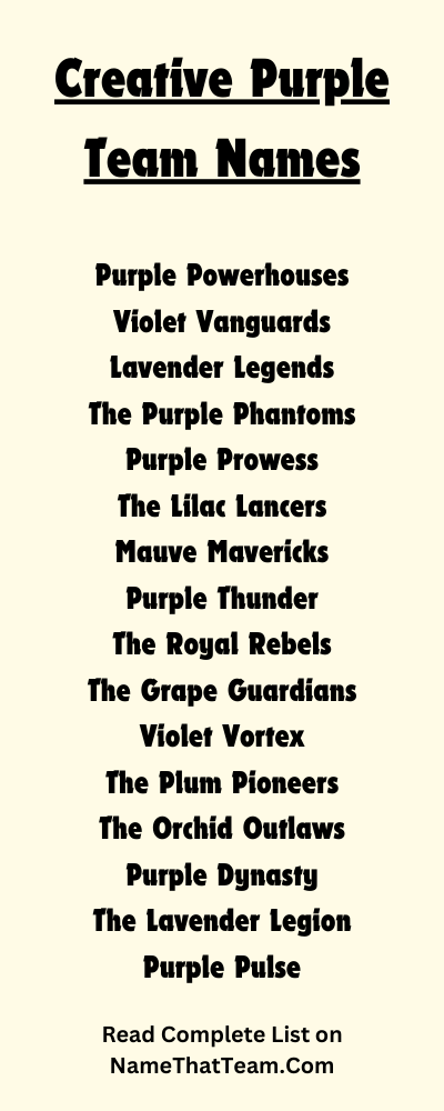 Creative Purple Team Names