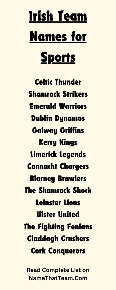 Irish Team Names for Sports