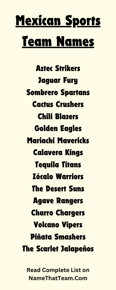 Mexican Sports Team Names