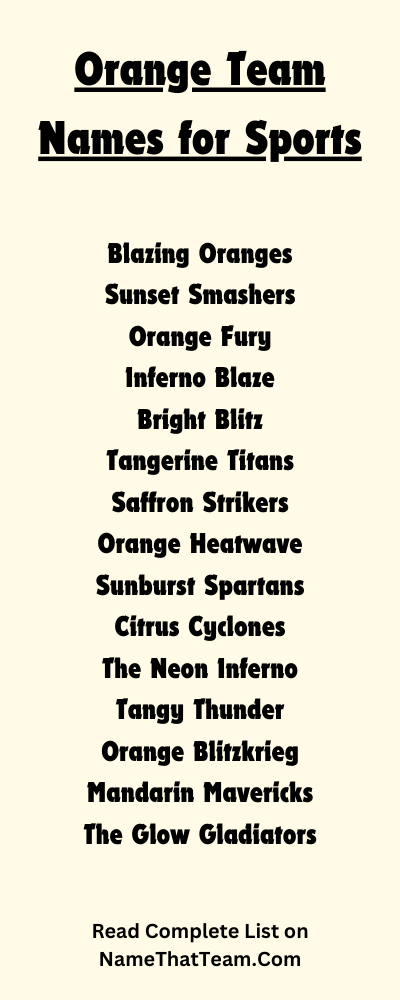 Orange Team Names for Sports