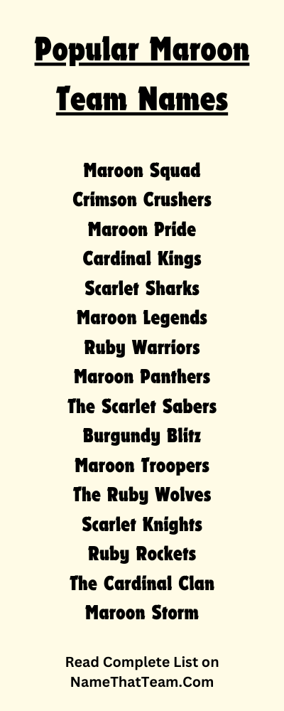 Popular Maroon Team Names