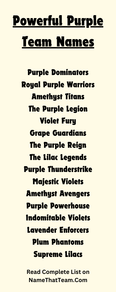 Powerful Purple Team Names