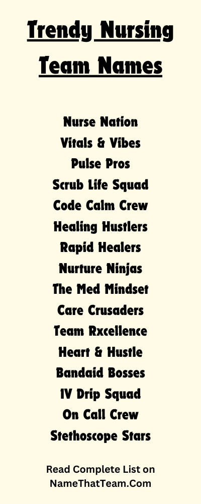 Trendy Nursing Team Names